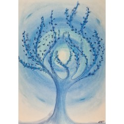 Arbre bleu en flammes